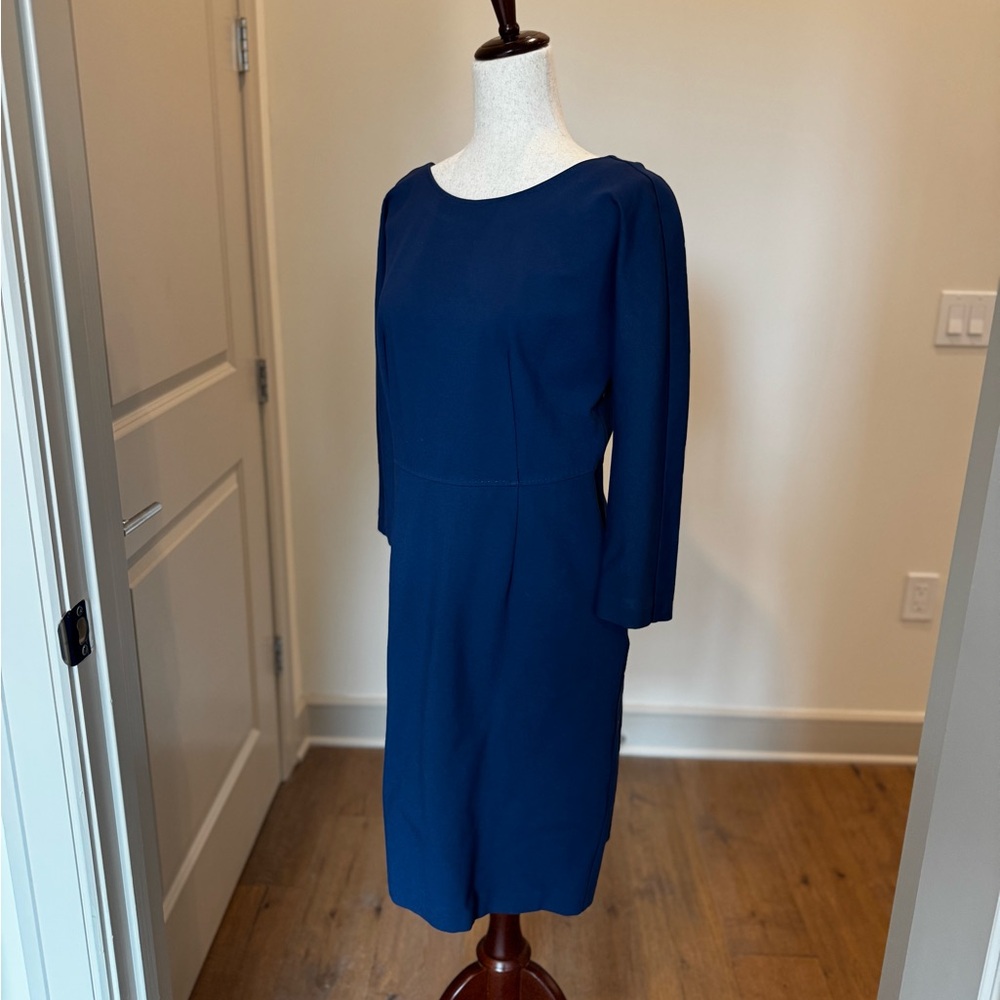 Piazza Sempione - Navy Long Sleeve V-Back Dress - Picture 4 of 11